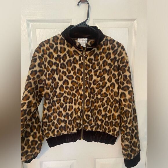 -‎ Women’s Fleece Leopard Zip Up Coat Size Medium - Picture 1 of 10